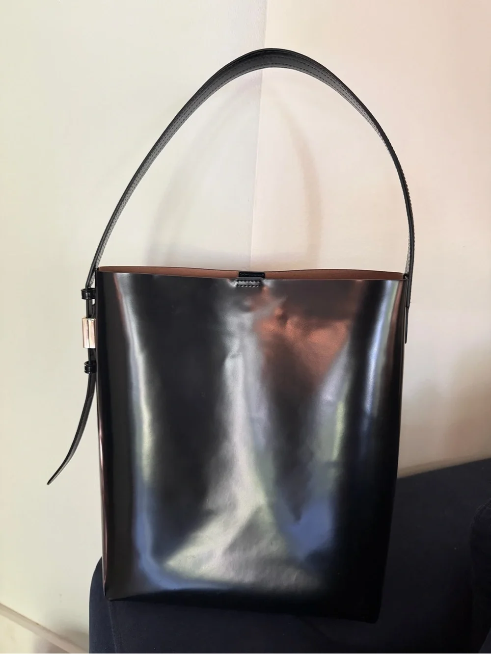 J crew Edie Bucket Bag Black patentLeather Bucket Shoulder Bag - Women's Handbag